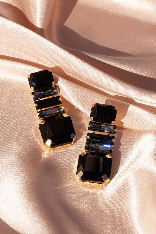 Margot Rhinestone Stack Earrings | Black