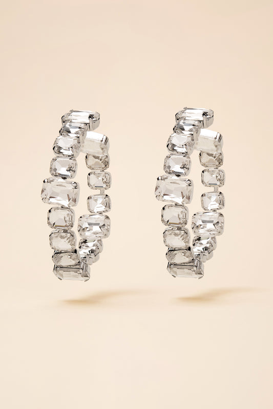 Eliana Large Stone Hoops | Silver