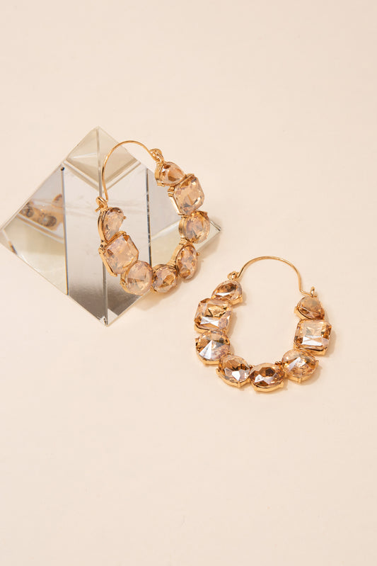 Lola Multi Stone Hoop Earring | Champagne