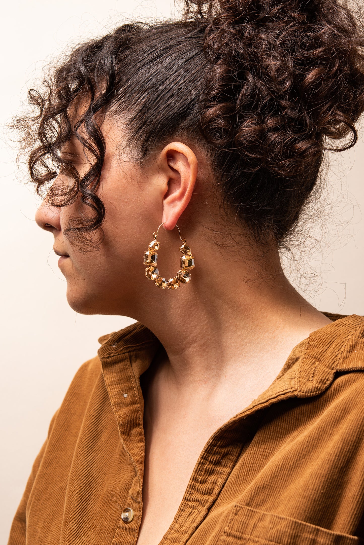 Lola Multi Stone Hoop Earring