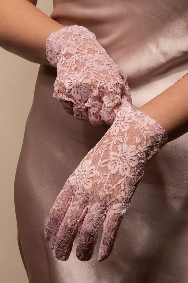 Katherine Wrist Length Laced Gloves