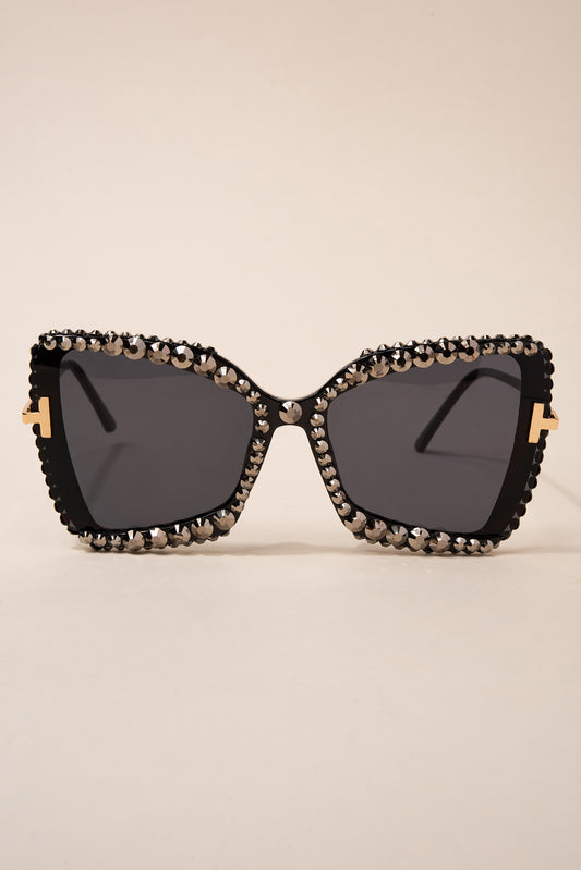 Stephanie Rounded Cat Eye Rhinestone Sunglasses