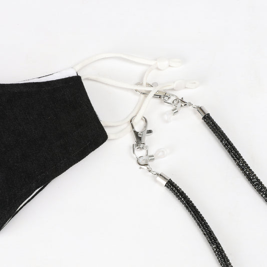 Lily Bejewelled Rhinestone Holder Strap - Black