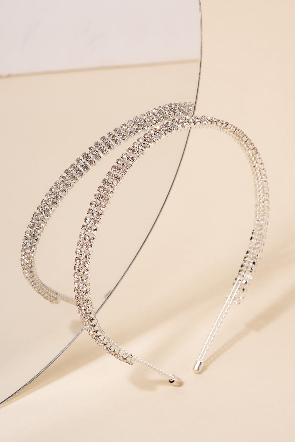 Elizelle 3-Line Rhinestone Headband | Silver