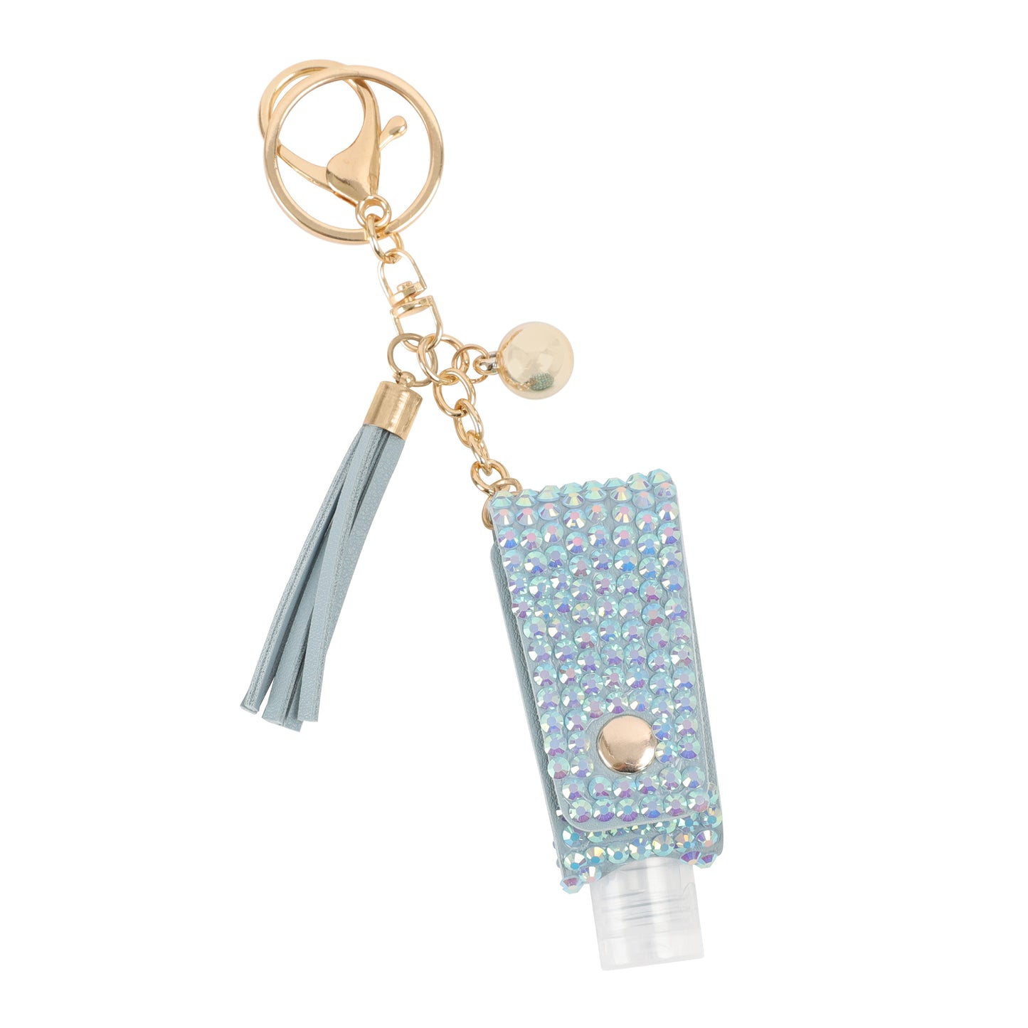 Zoey Rhinestone Sanitizer Holder Keychain - Aqua