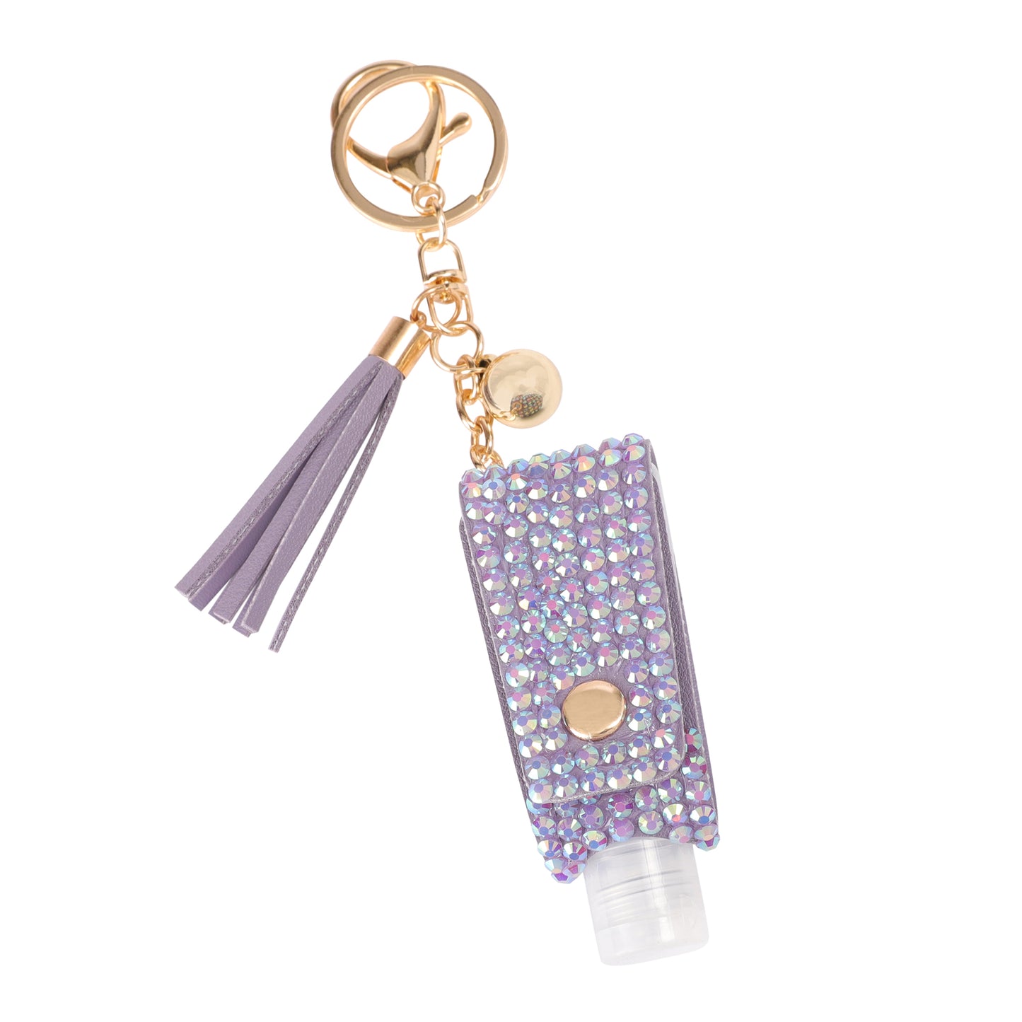 Zoey Rhinestone Sanitizer Holder Keychain - Lavender