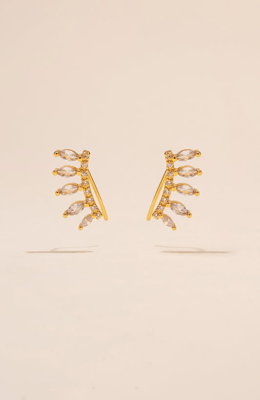 Rita Feather Cubic Zirconia Studs | Gold