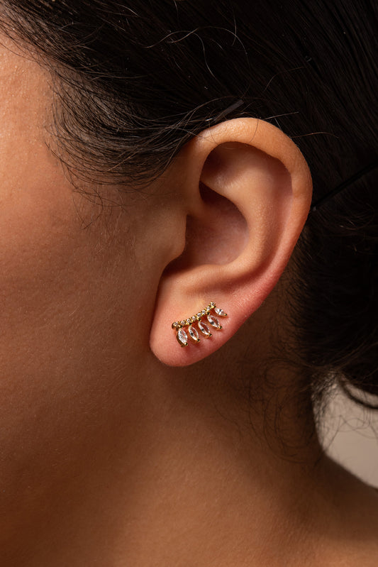 Rita Feather Cubic Zirconia Studs | Gold