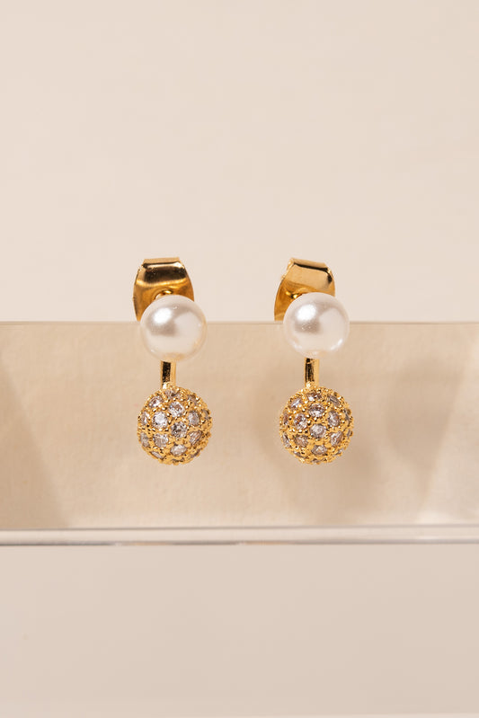 Diana CZ and Pearl Studs | Gold