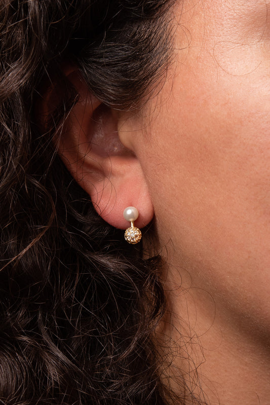 Diana CZ and Pearl Studs | Gold