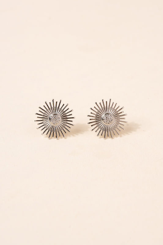 Sunburst Stud Earrings | Silver