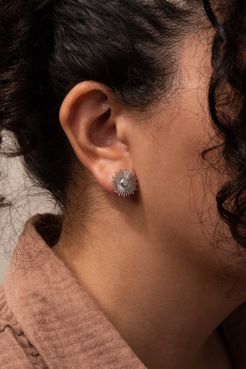 Sunburst Stud Earrings | Silver