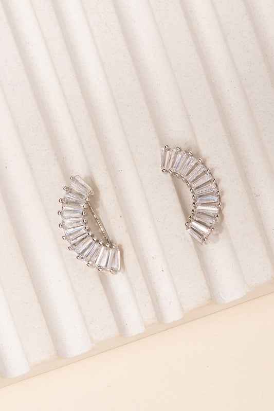 Cecilia CZ Baguette Ear Crawler | Silver