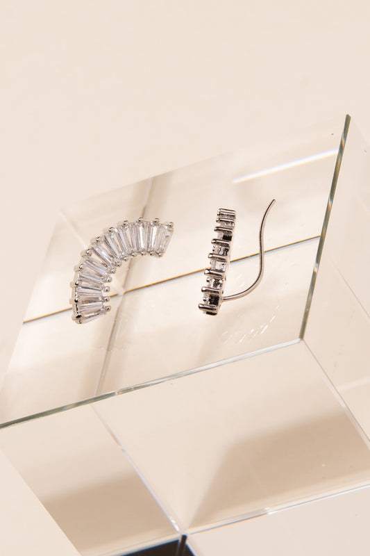 Cecilia CZ Baguette Ear Crawler | Silver