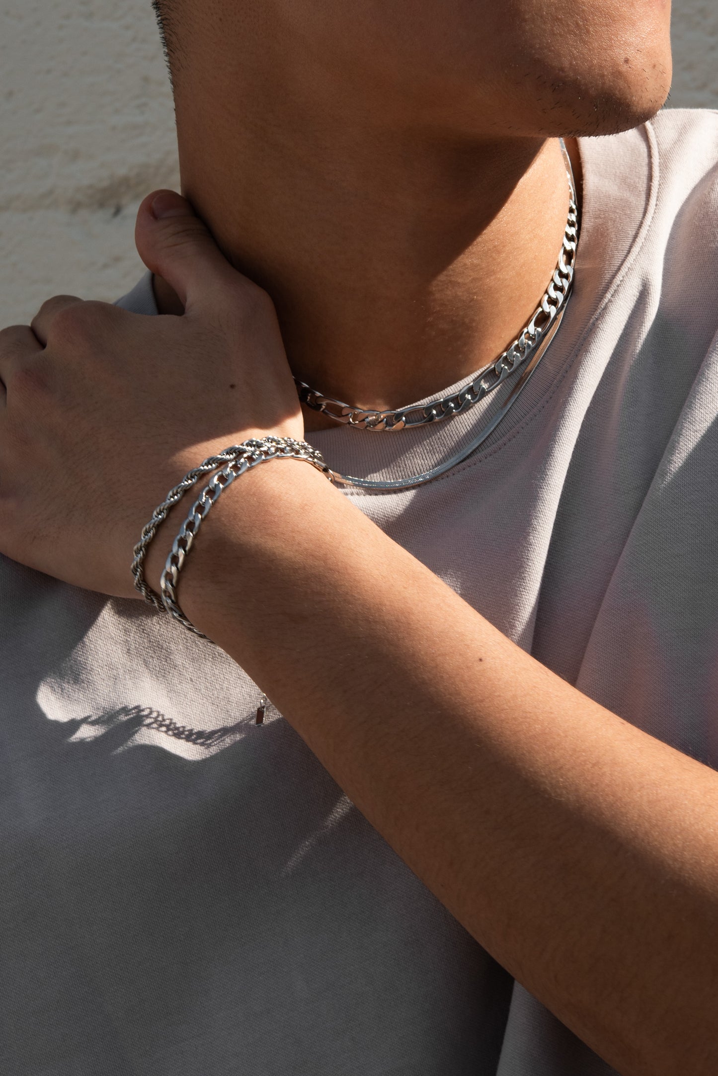 Stainless Steel Rope Chain Bracelet - Silver