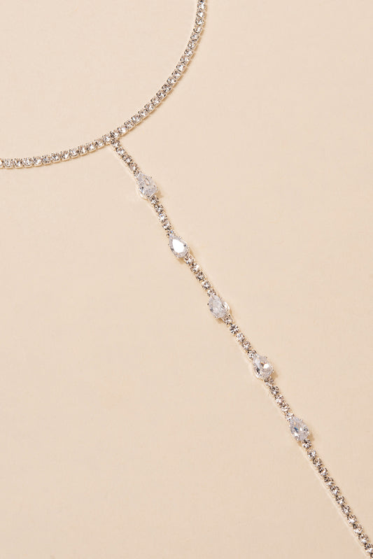 Mia Single Line Drop Necklace | Silver