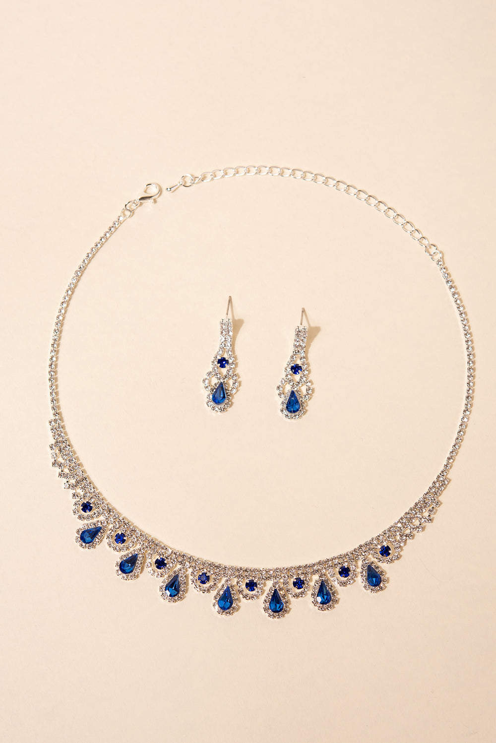Jaida Scalloped Teardrop Rhinestone Necklace Set