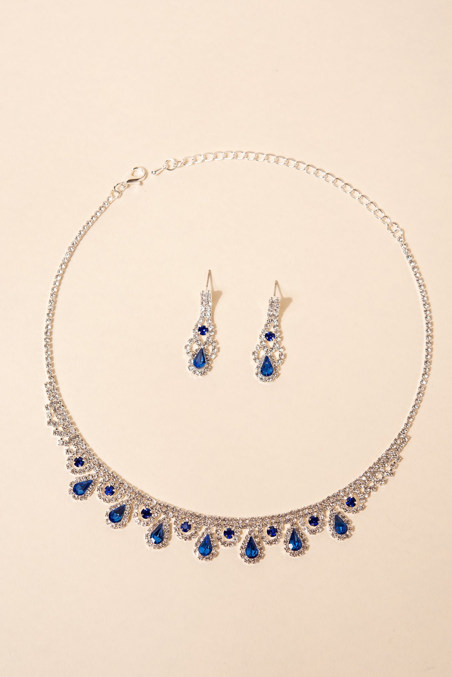 Jaida Scalloped Teardrop Rhinestone Necklace Set