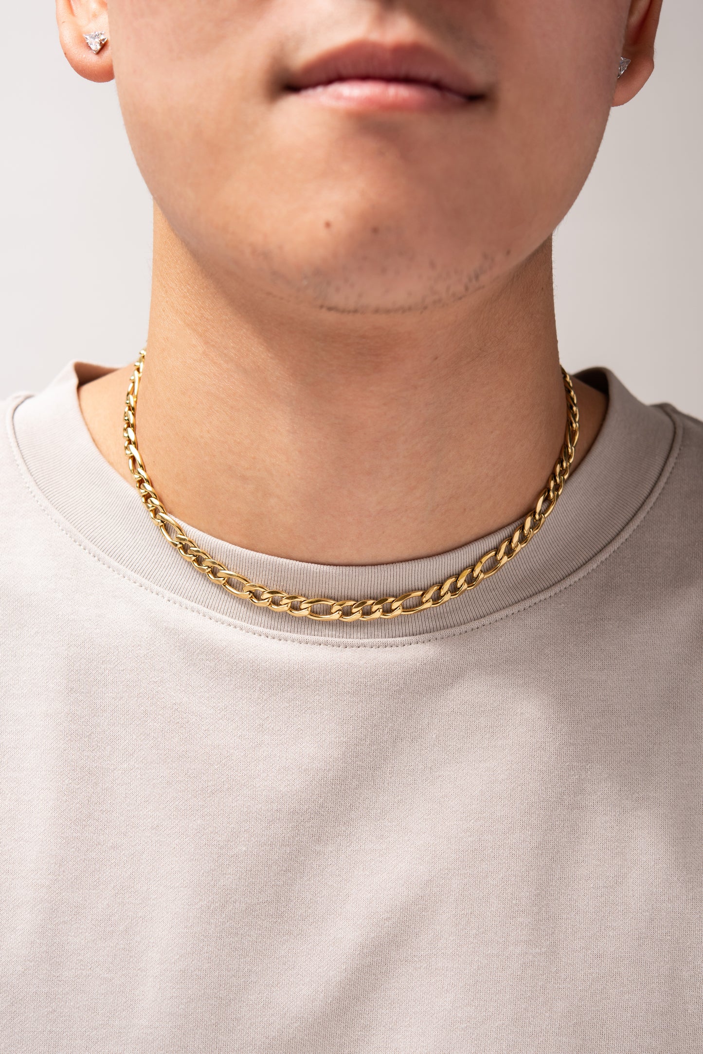 Stainless Steel Figaro Chain Necklace - Gold