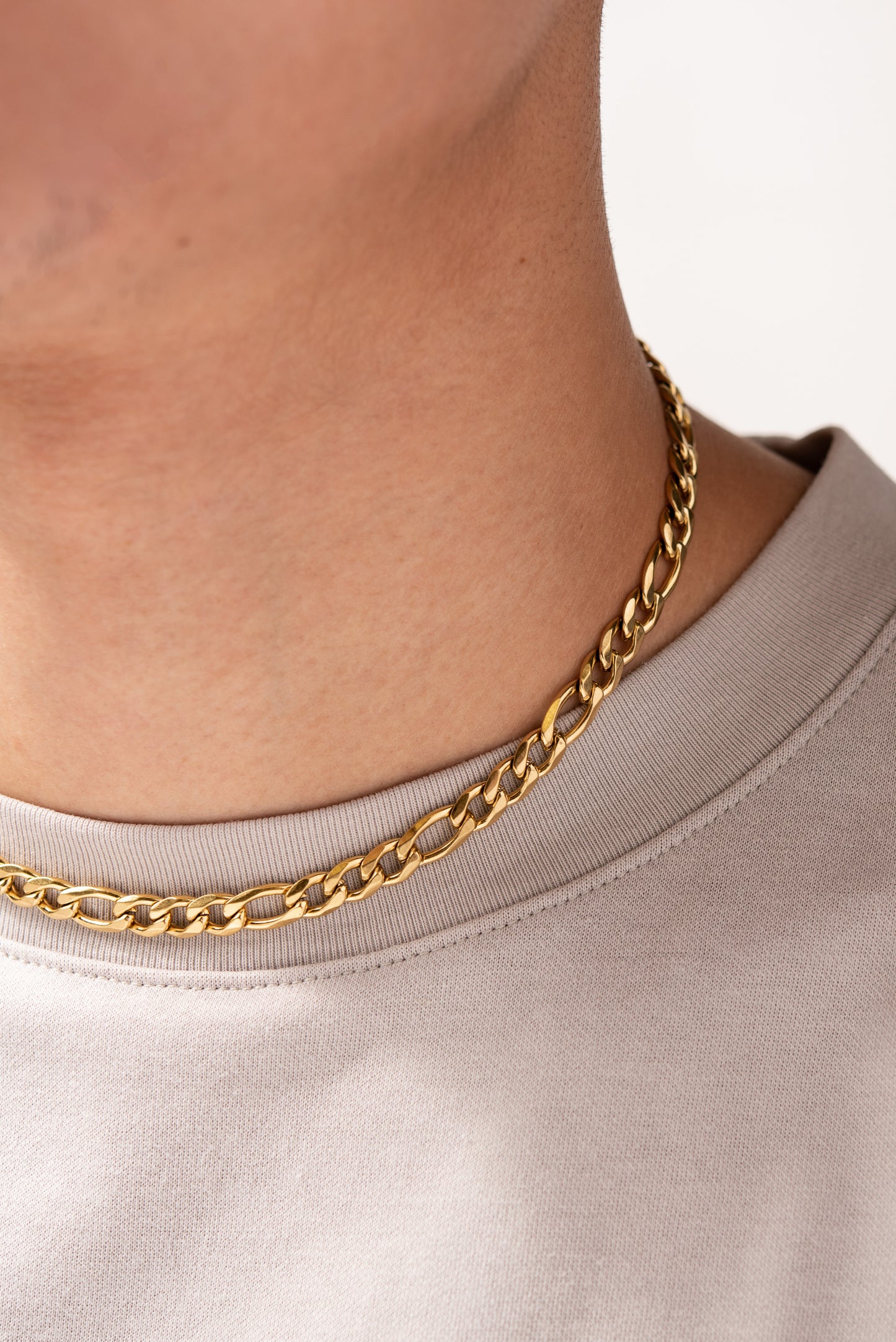 Stainless Steel Figaro Chain Necklace - Gold