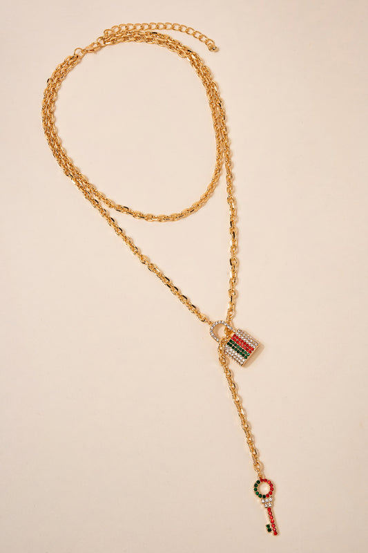 Brenda Lock and Key Necklace Set | Multicolor