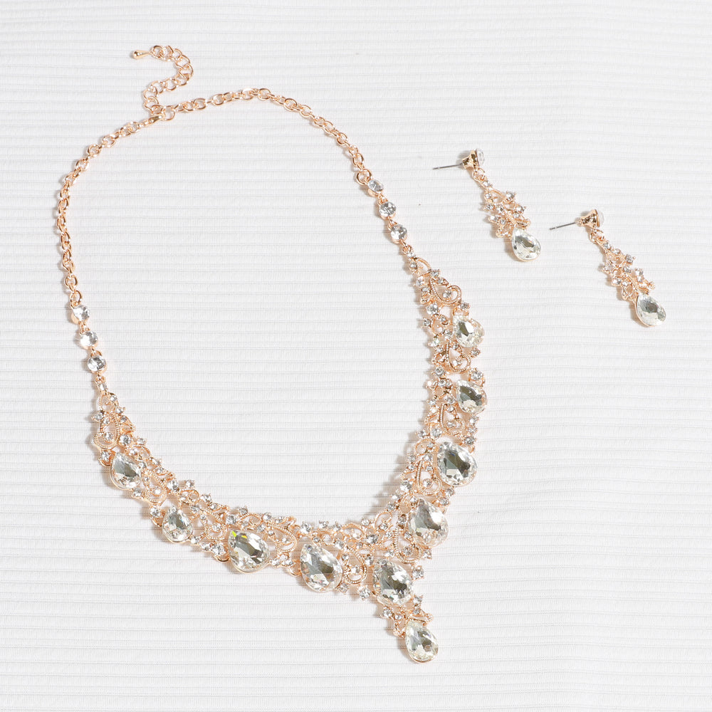 Amalfi Rhinestone Vine Necklace & Earring Set | Gold