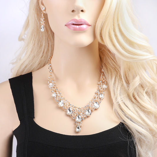 Amalfi Rhinestone Vine Necklace & Earring Set | Gold