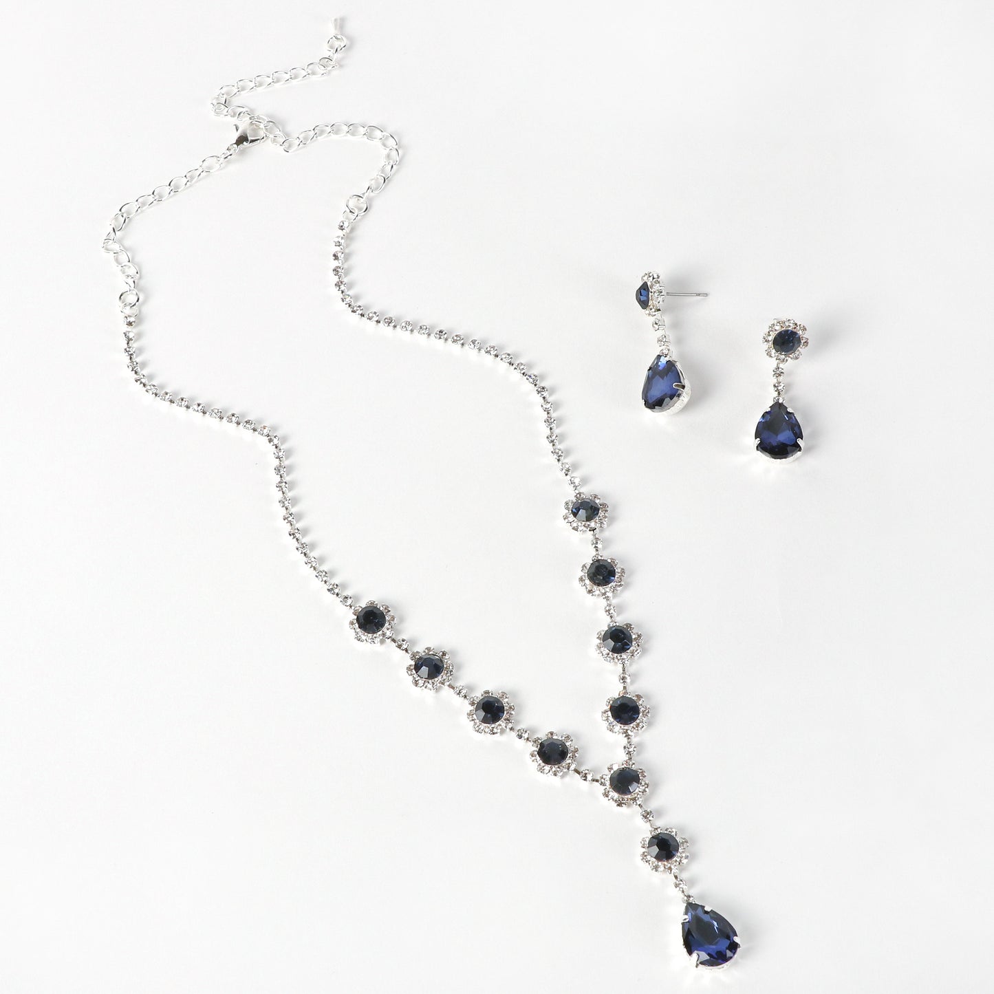 Candace Teardrop Rhinestone Necklace & Earring Set