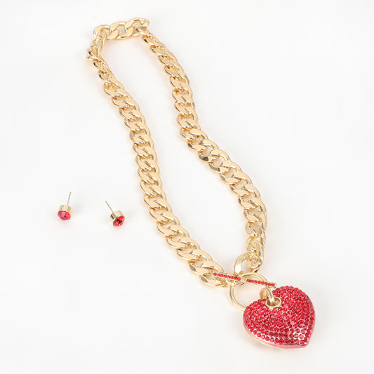 Tess Stone Necklace & Earring Set | Red