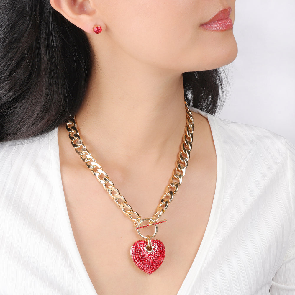 Tess Stone Necklace & Earring Set | Red