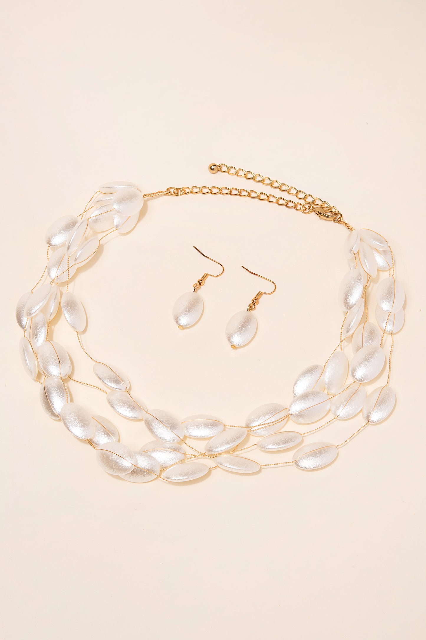 Amelia Layered Oval Baroque Pearl Necklace & Earring Set