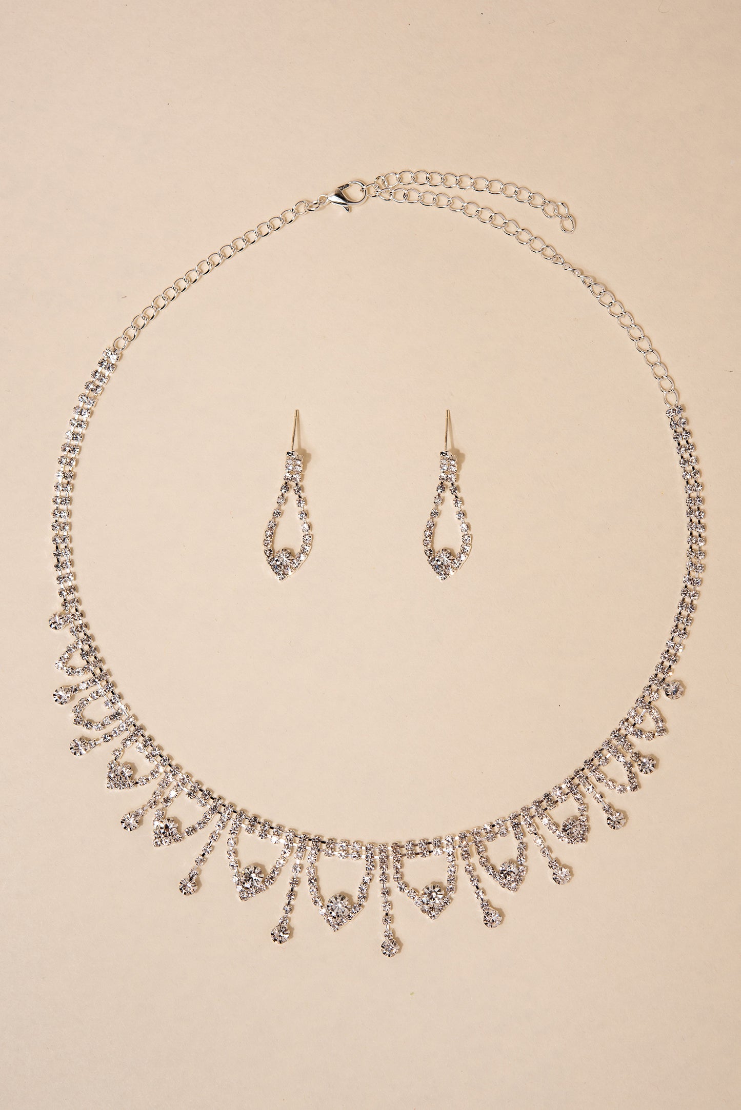 Mabeline Rhinestone Pointed Fringe Necklace Set