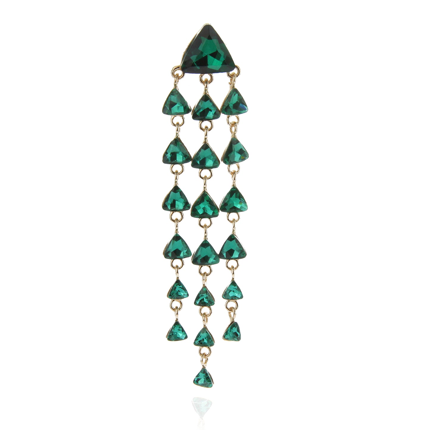 Everly Triangle 3-Tier Rhinestone Brooch - Green