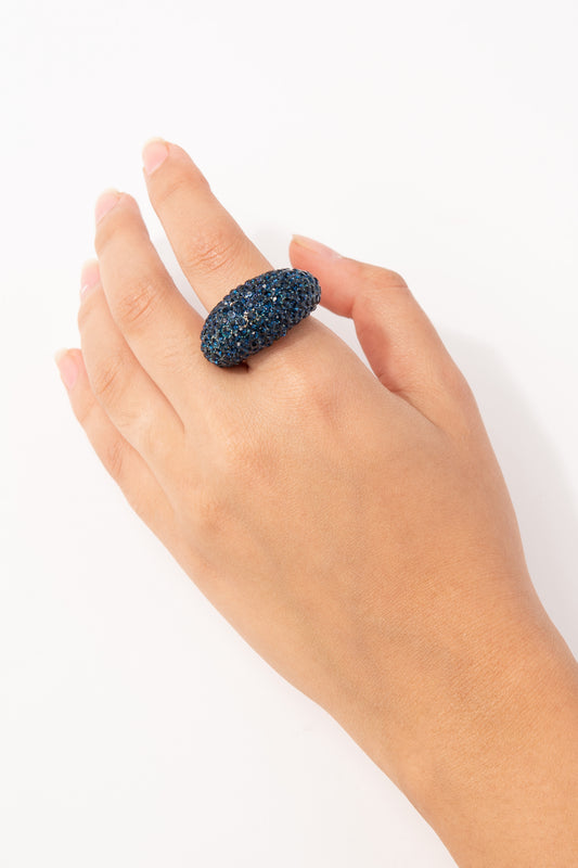 Kimia Rhinestone Cashew Ring | Navy