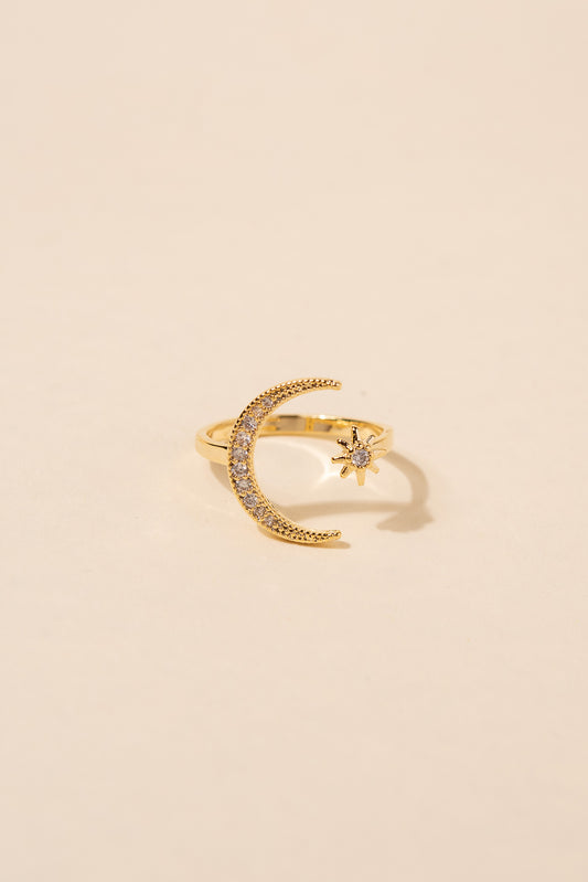 Lunalise CZ Star & Crescent Moon Ring