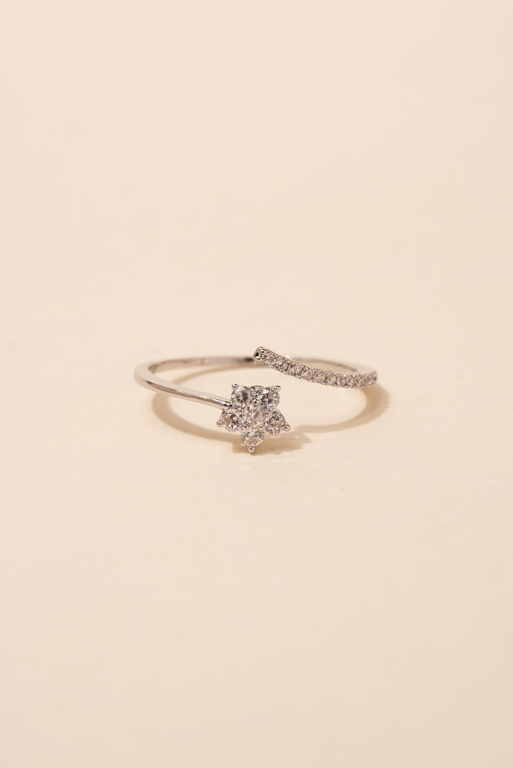 Cassia Paved Flower Cuff Ring