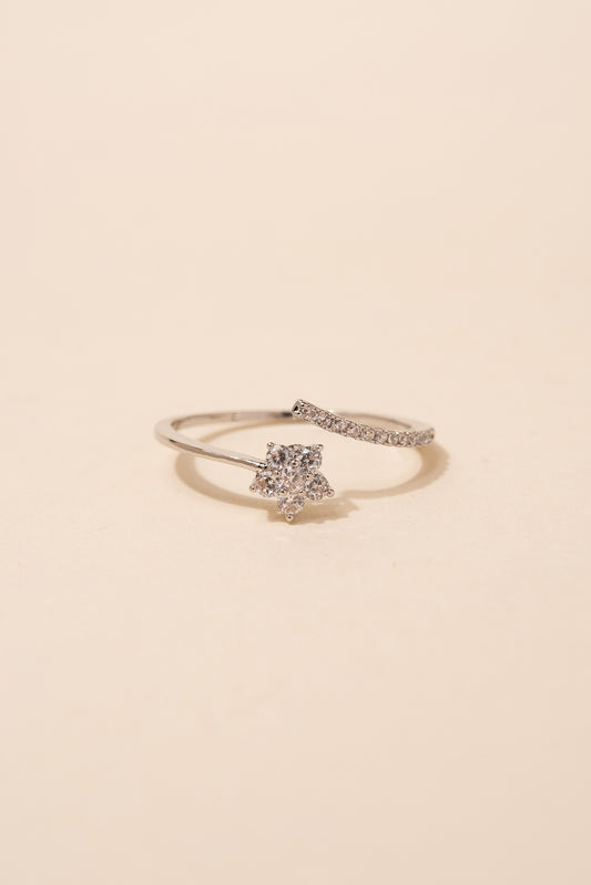 Cassia Paved Flower Cuff Ring