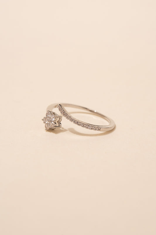 Cassia Paved Flower Cuff Ring