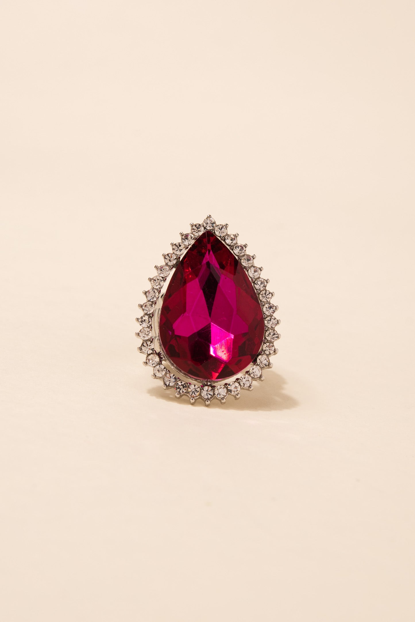 Lila Teardrop Gem with Halo Stretch Ring