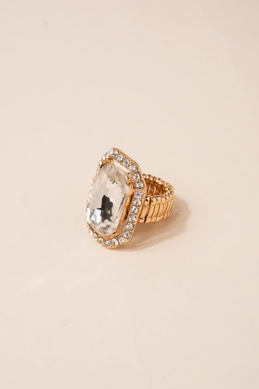 Karina Rectangular Stone Ring | Gold