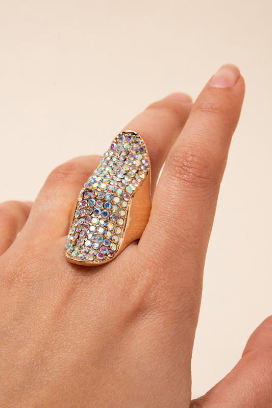 Raya Shield Ring | Gold Iridescent