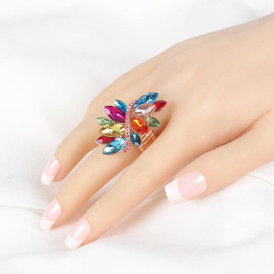 Ada Rhinestone Cluster Stretch Ring | Multicolor