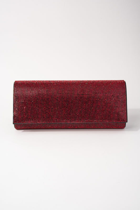 Angelina Rhinestone Evening Bag | Red