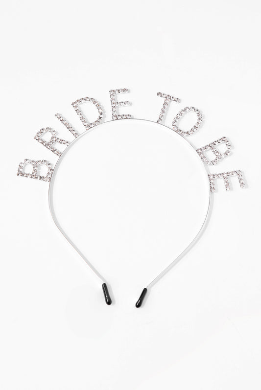 Large BRIDE TO BE Rhinestone Headband | Silver
