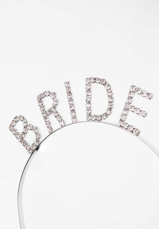 Large BRIDE TO BE Rhinestone Headband | Silver