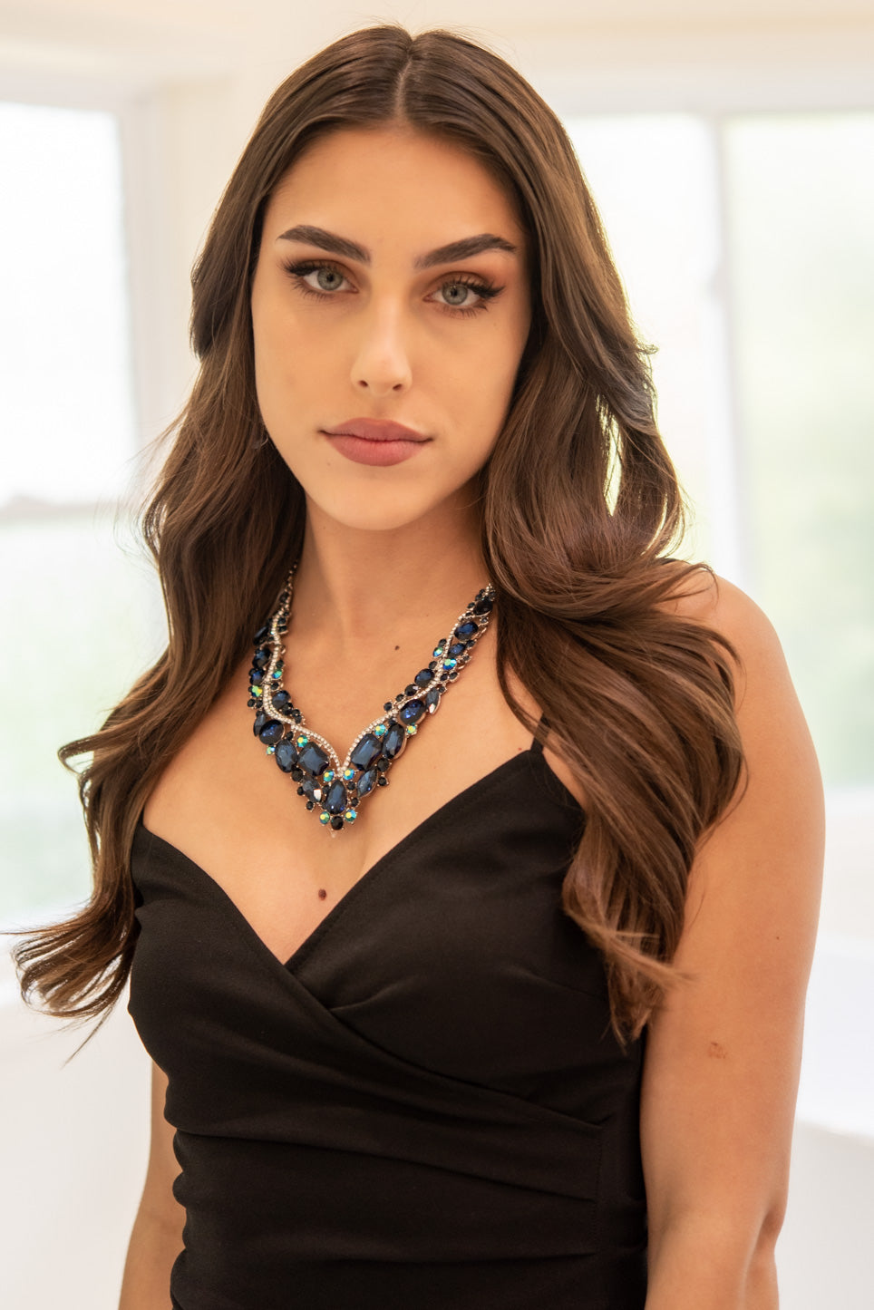Reese Assorted Stone Necklace & Earring Set | Navy