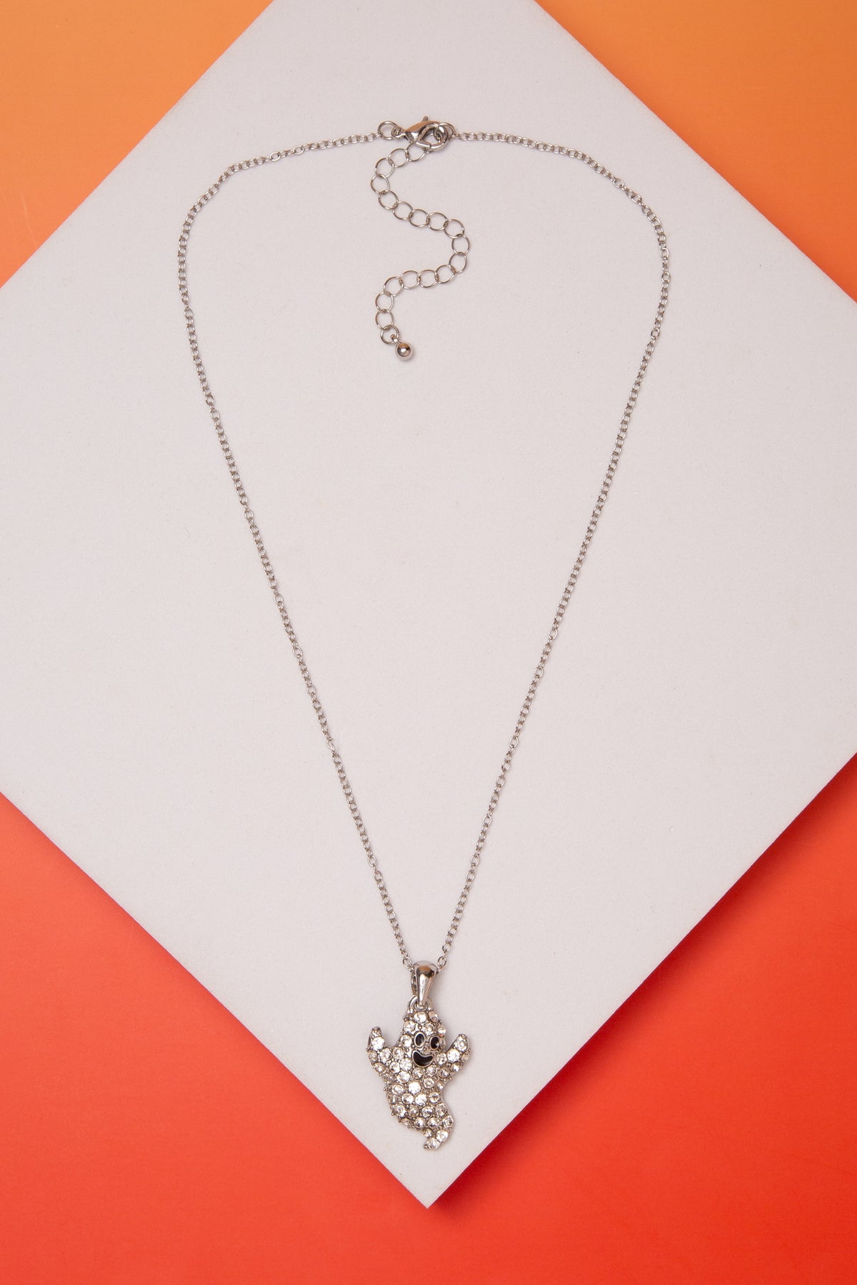 Paisley Rhinestone Crystal Ghost Necklace