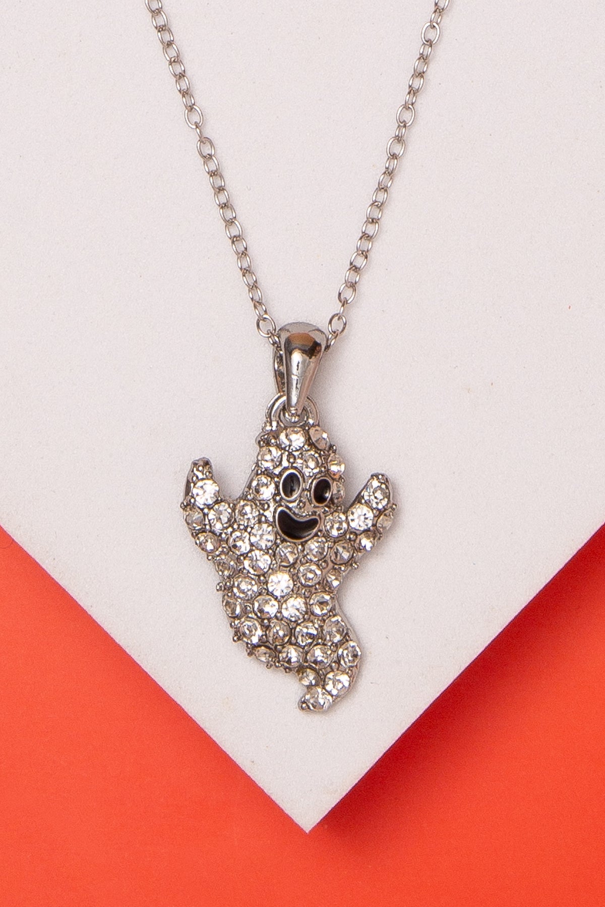 Paisley Rhinestone Crystal Ghost Necklace