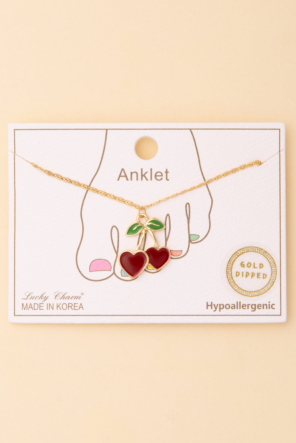 Lizabeth Cherry Heart Anklet