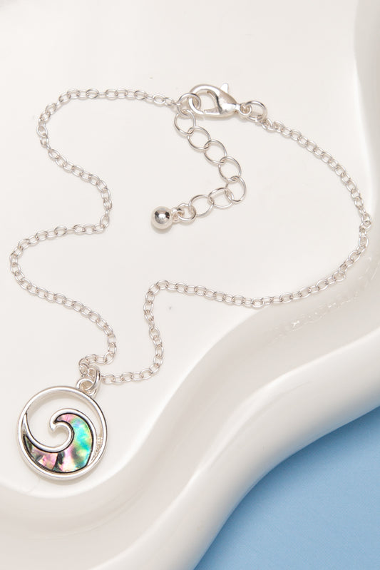 Leah Abalone Open Circle Wave Charm Anklet